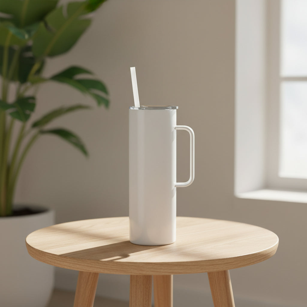 20oz. Sublimatable Hoggdle Skinny Tumbler W/ Sliding Lid & Straw