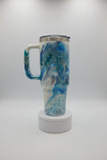 32oz Blue Marble Sparkle Tumbler