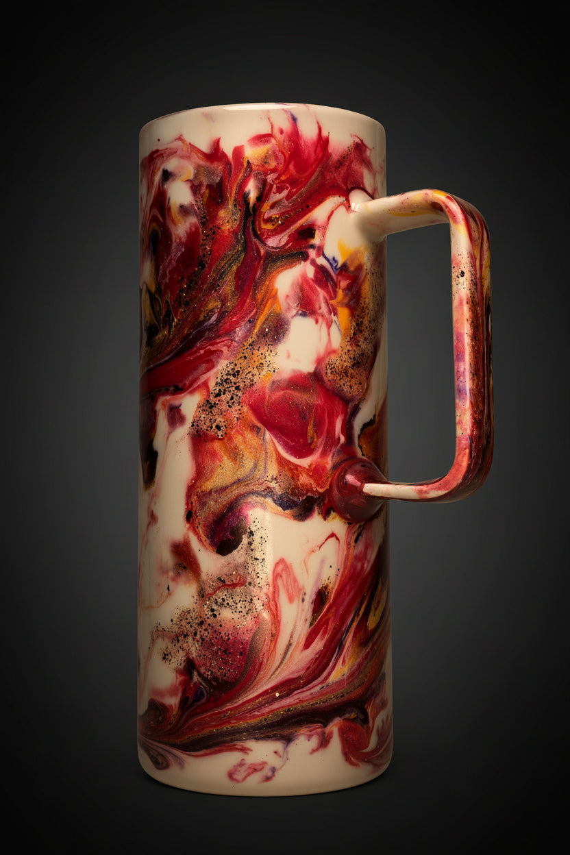 20oz Tumbler with Red and Gold Glitter